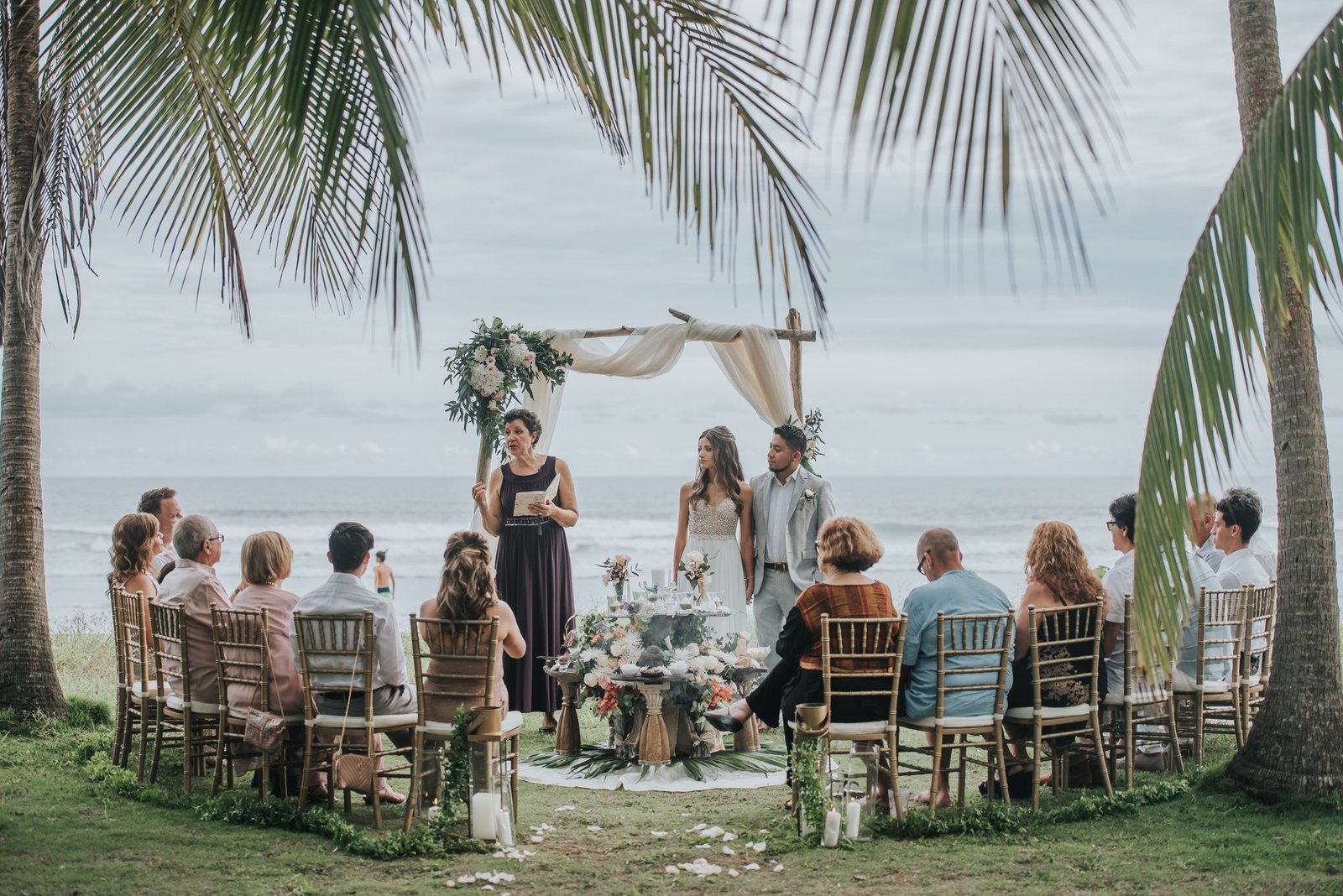 Wedding ceremony altar setup