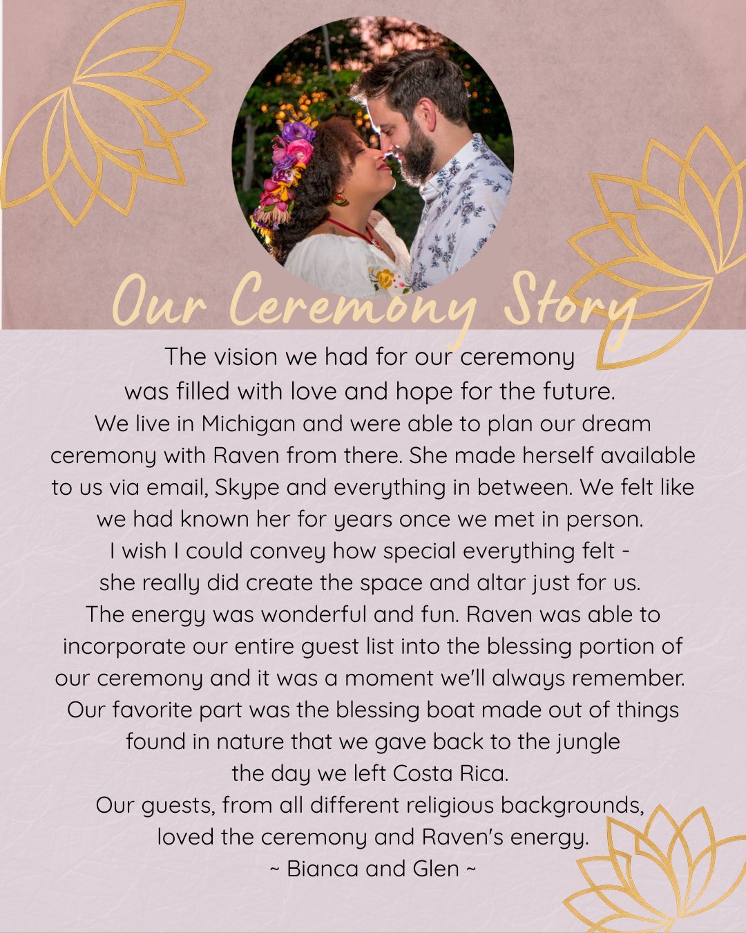 Testimonial from Bianca and Glen