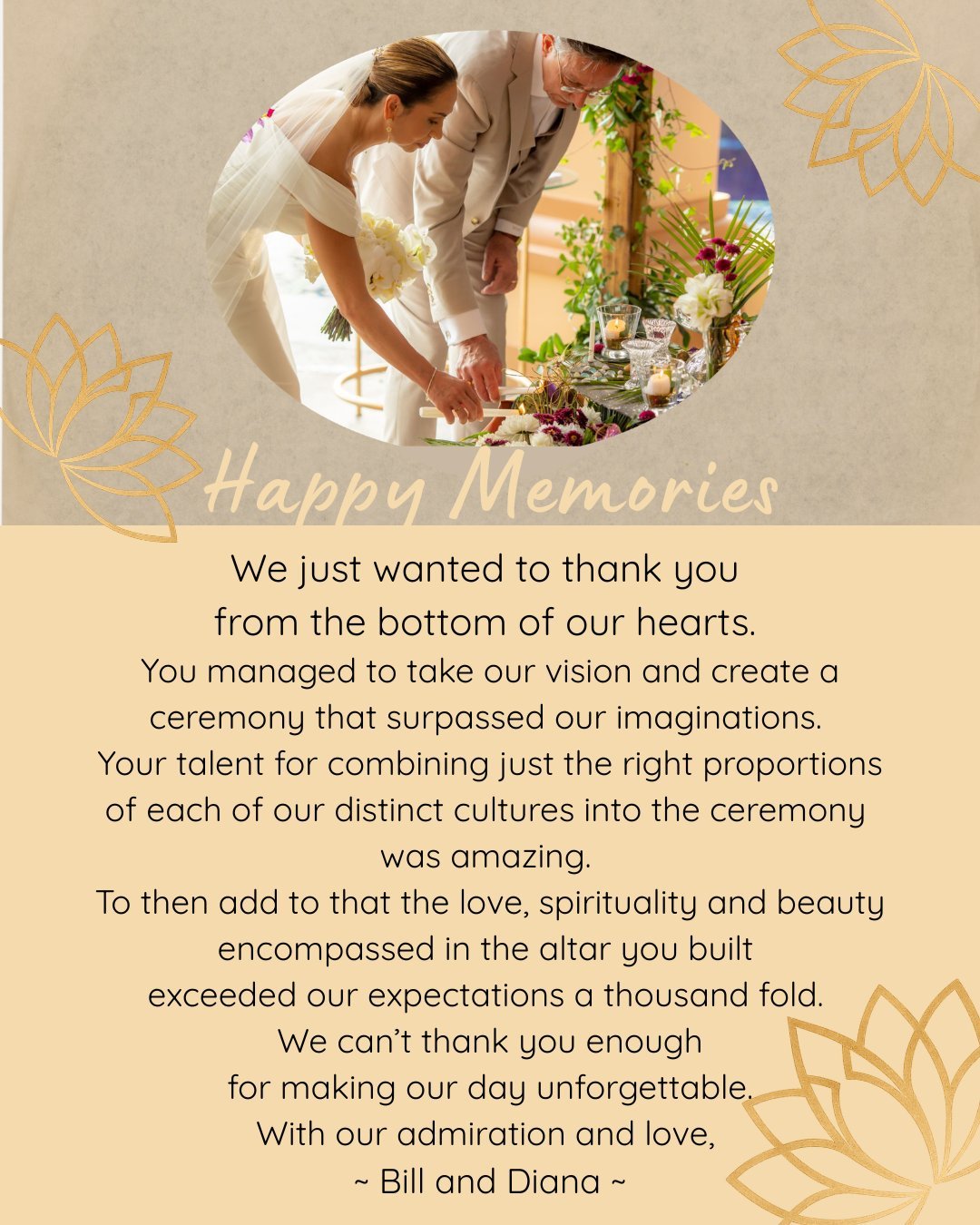 Testimonial from Bill and Diana