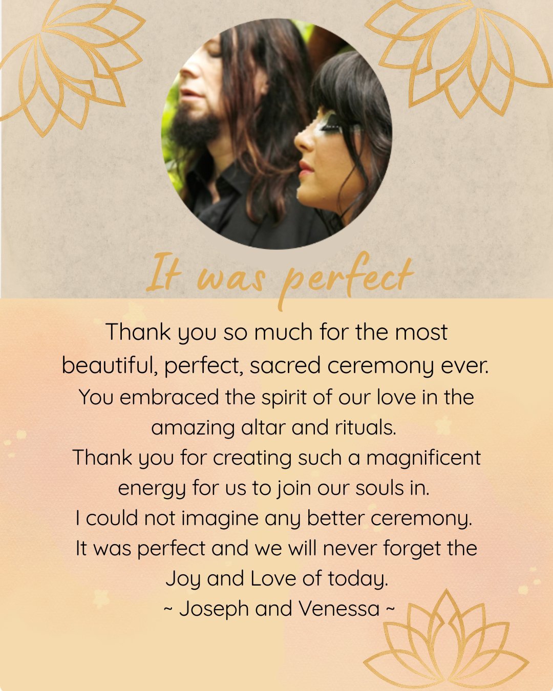 Testimonial from Joe and Venessa